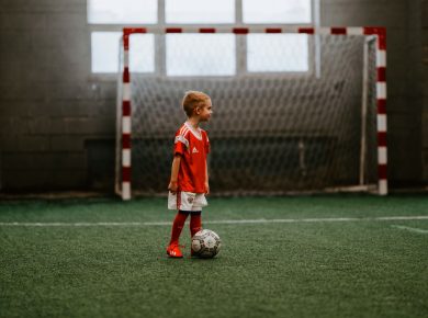 a boy playing football